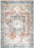 Load image into Gallery viewer, Matakana Cezanne Terracotta Blue Distressed Vintage Washable Rug
