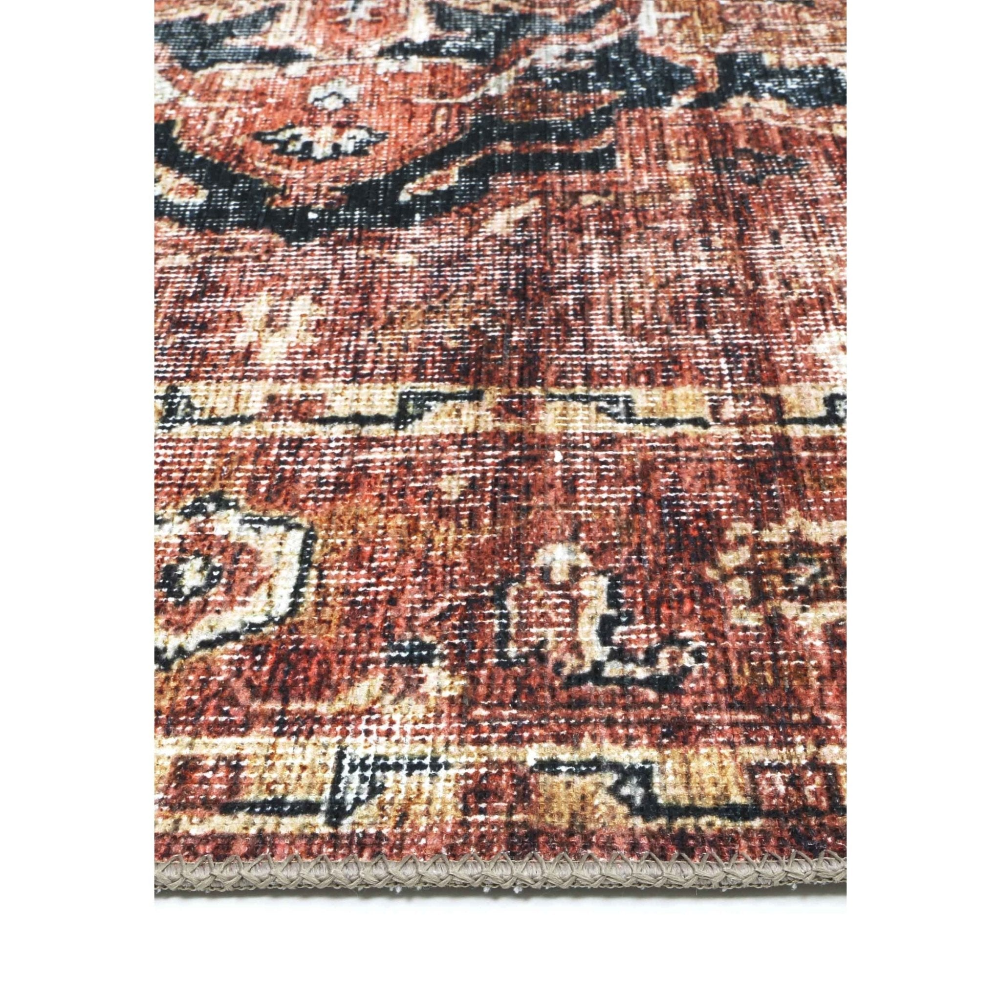 Matakana Cezanne Terracotta Distressed Vintage Round Washable Rug