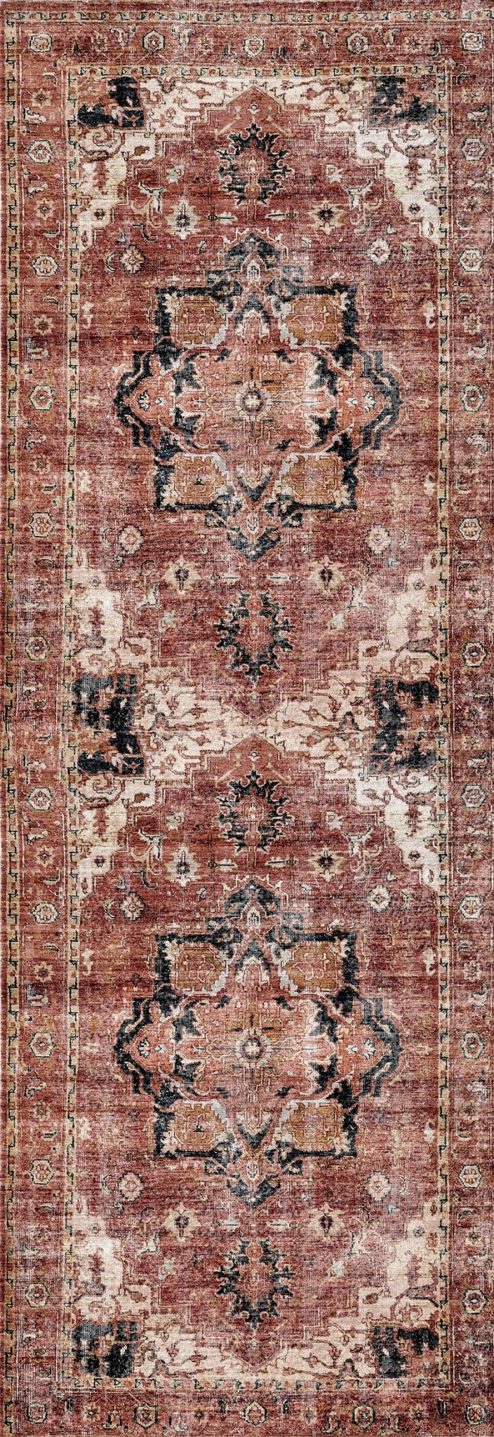 Matakana Cezanne Terracotta Distressed Vintage Washable Runner