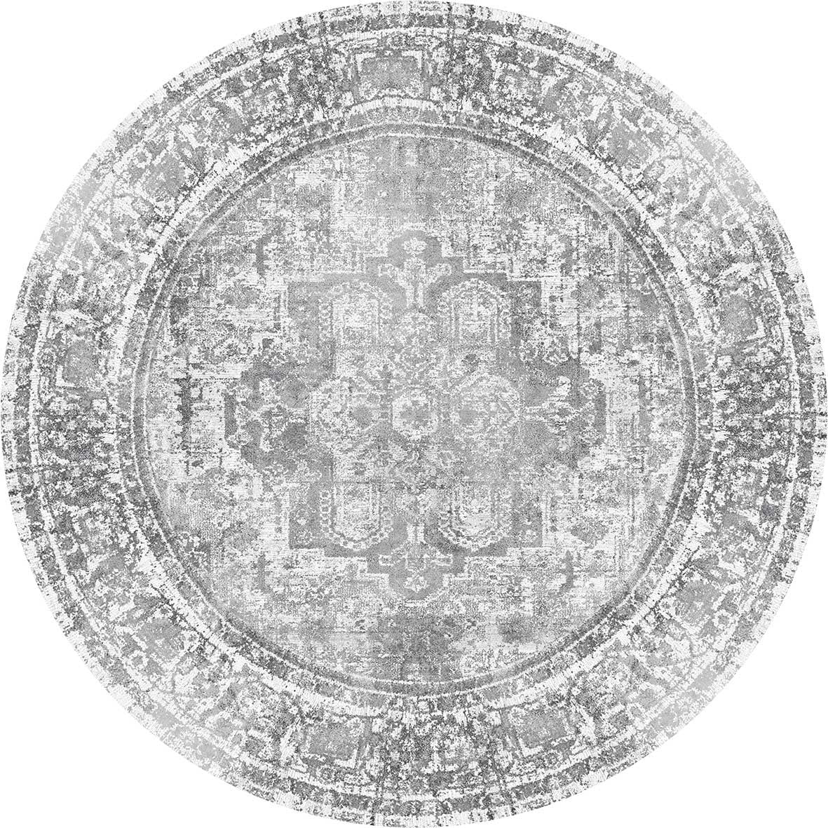 Hanmer Chilaz Grey Distressed Vintage Round Washable Rug