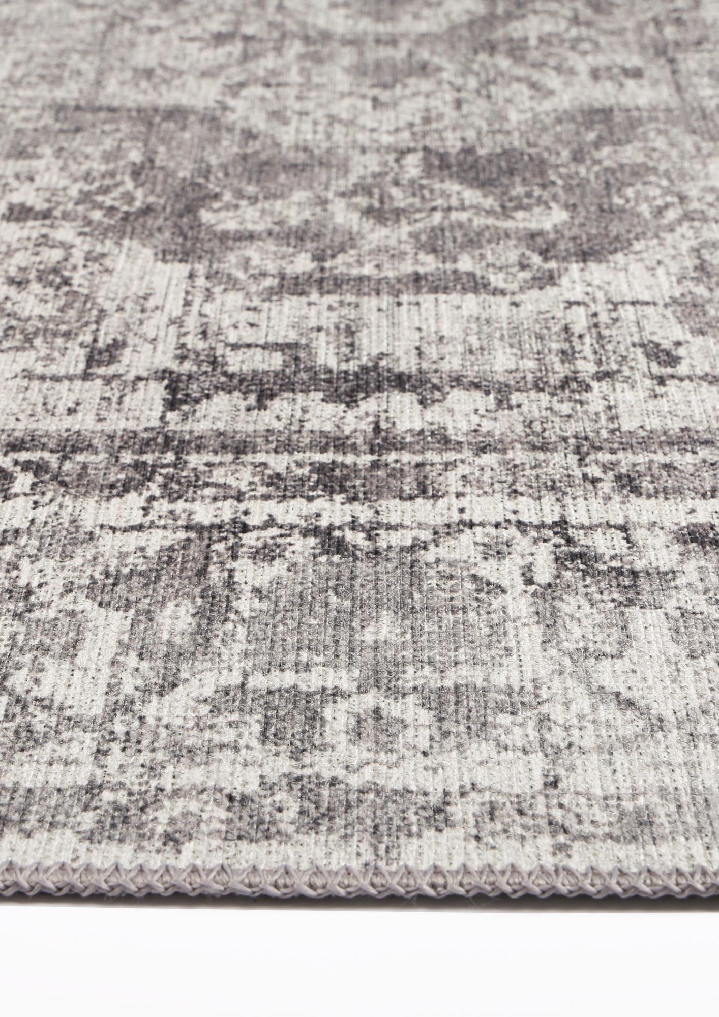 Hanmer Chilaz Grey Distressed Vintage Washable Rug