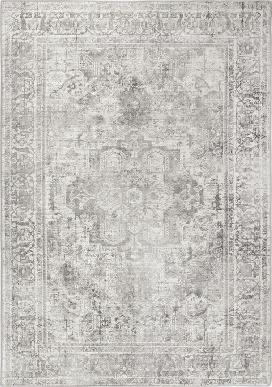 Hanmer Chilaz Grey Distressed Vintage Washable Rug