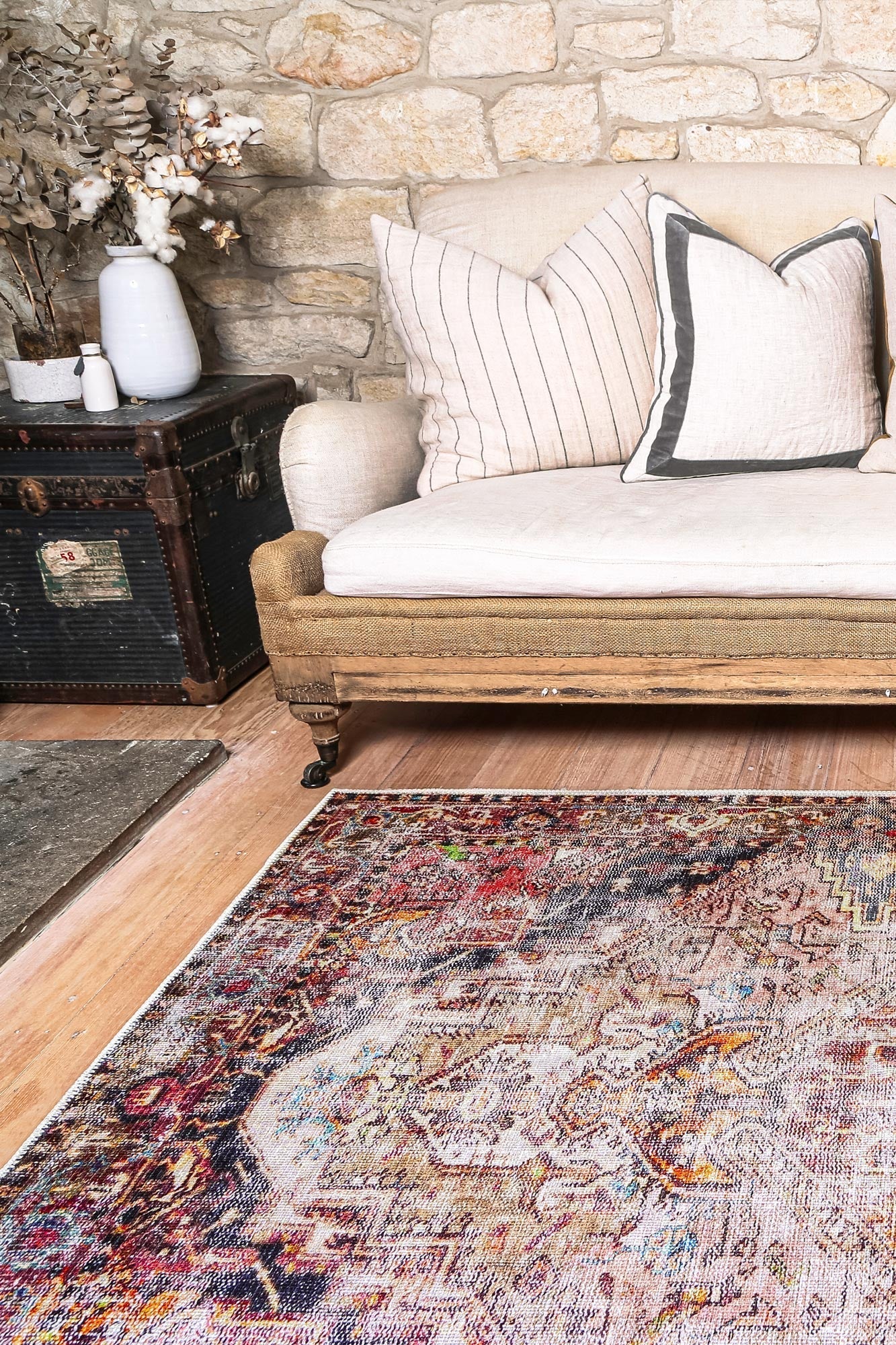 Rangiora Derya Multi Distressed Vintage Washable Rug