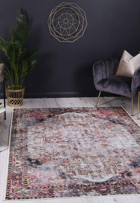 Rangiora Derya Multi Distressed Vintage Washable Rug