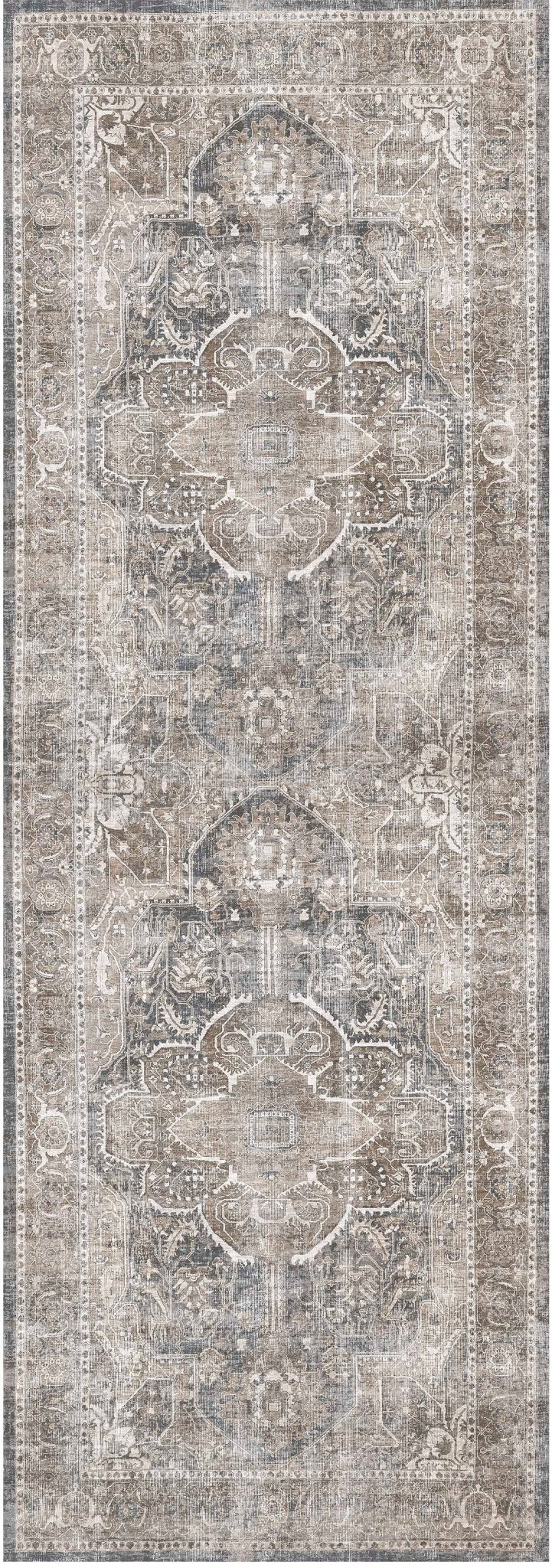 Waiheke Kendra Ash Distressed Vintage Washable Runner