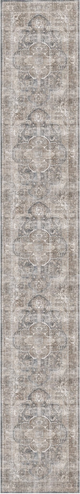 Waiheke Kendra Ash Distressed Vintage Washable Runner