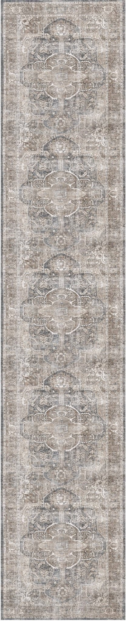 Waiheke Kendra Ash Distressed Vintage Washable Runner