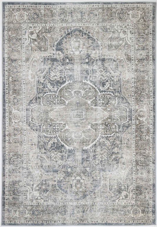 Waiheke Kendra Ash Distressed Vintage Washable Rug