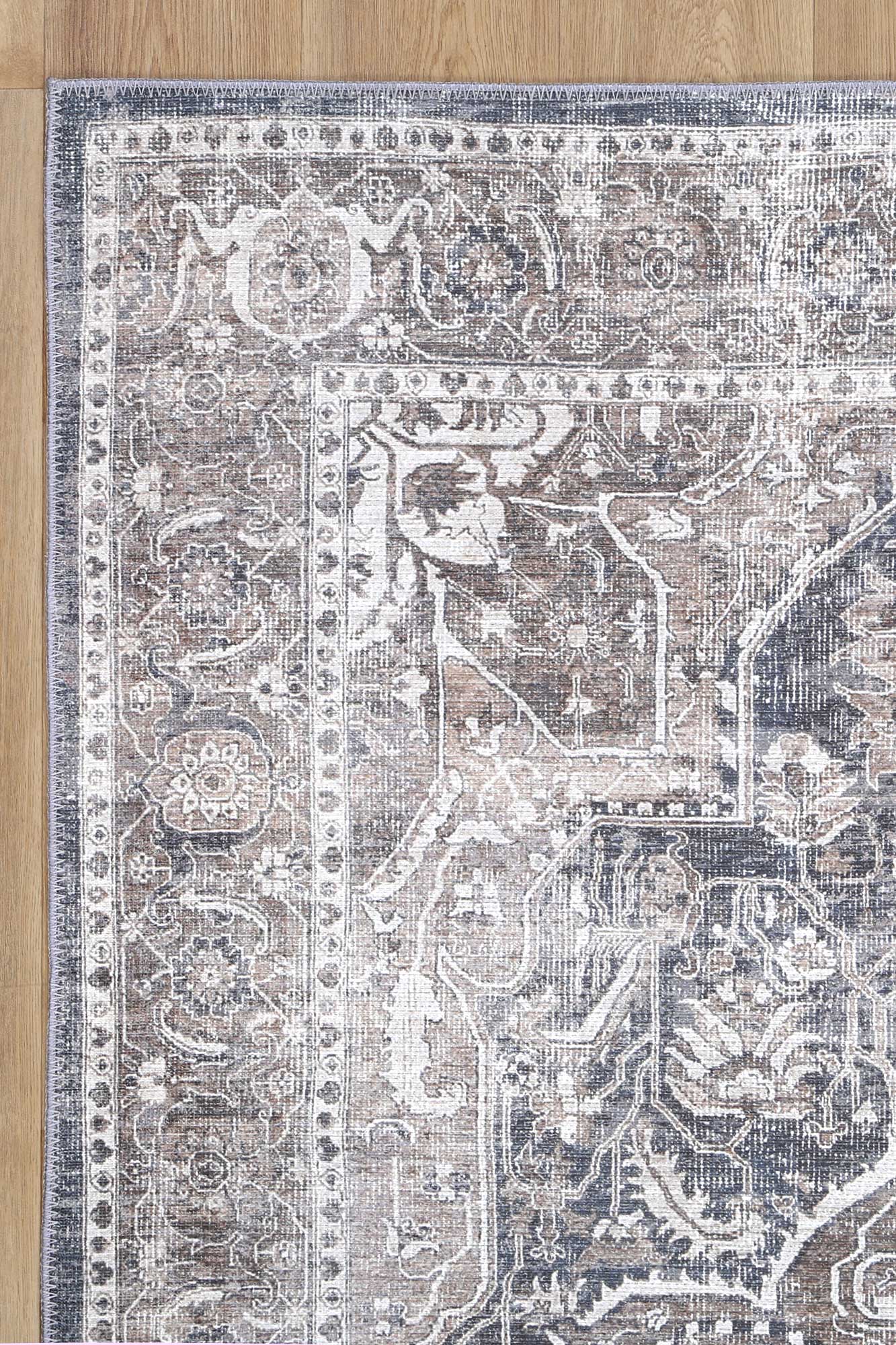 Waiheke Kendra Ash Distressed Vintage Washable Rug