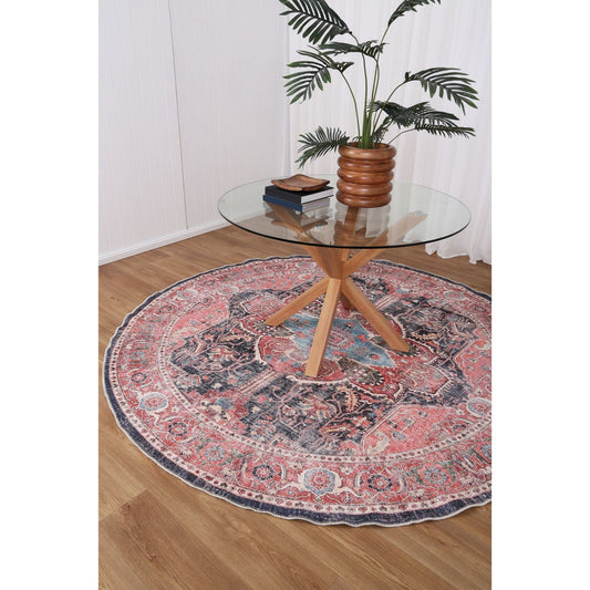 Waiheke Kendra Distressed Vintage Round Washable Rug