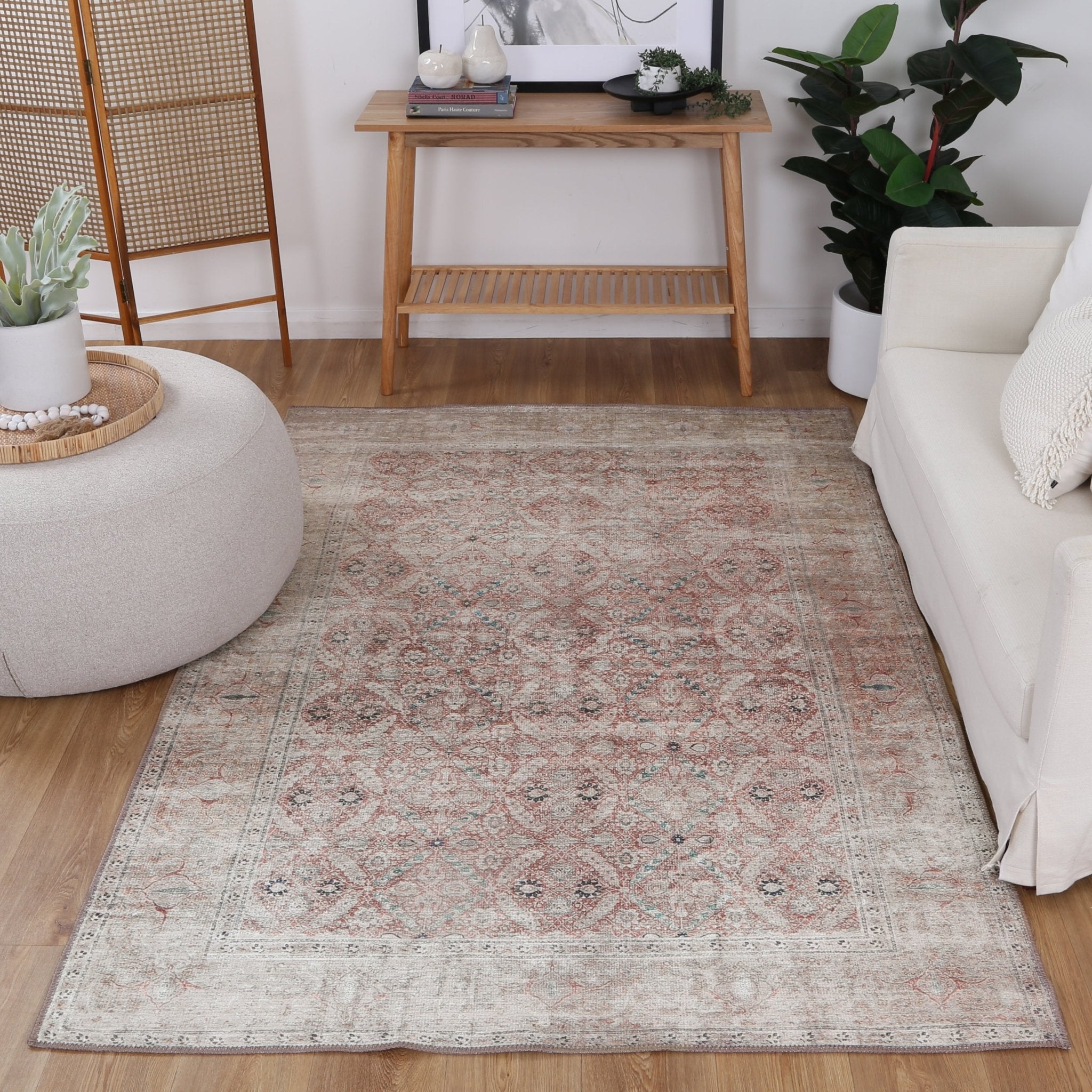 Tekapo Levent Distressed Vintage Machine Washable Rug