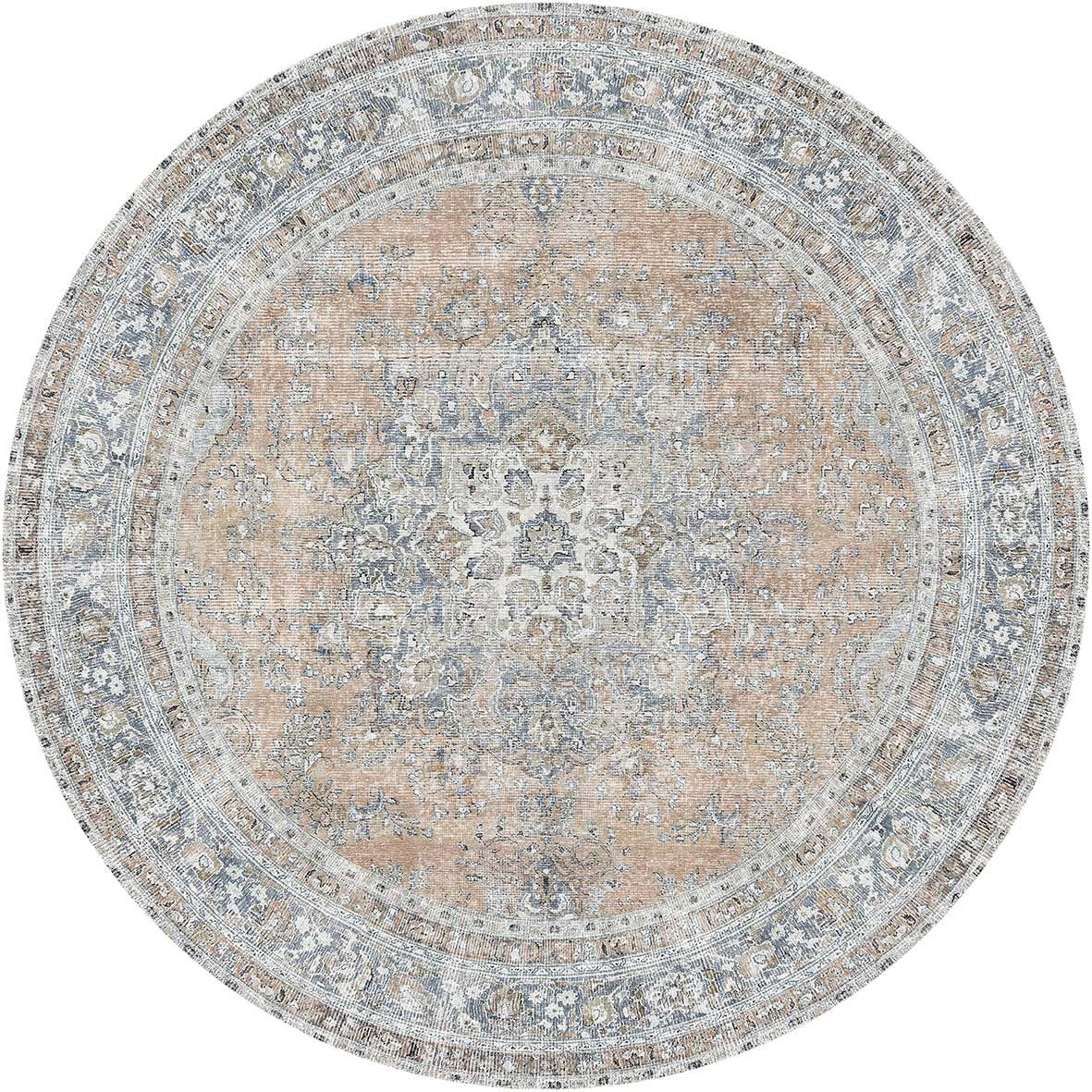 Kerikeri Oxus Desert Distressed Vintage Round Washable Rug