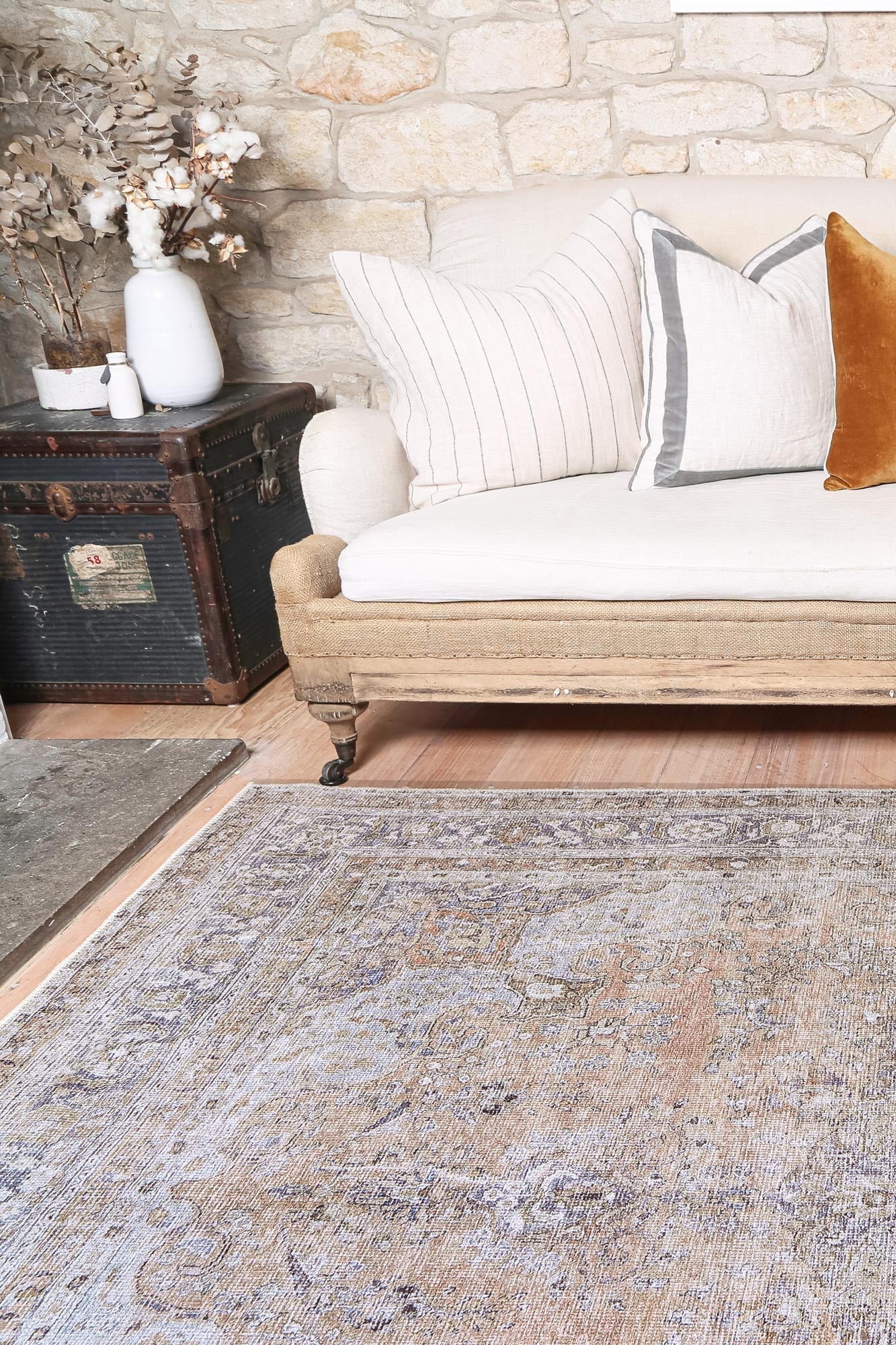 Kerikeri Oxus Desert Distressed Vintage Washable Rug