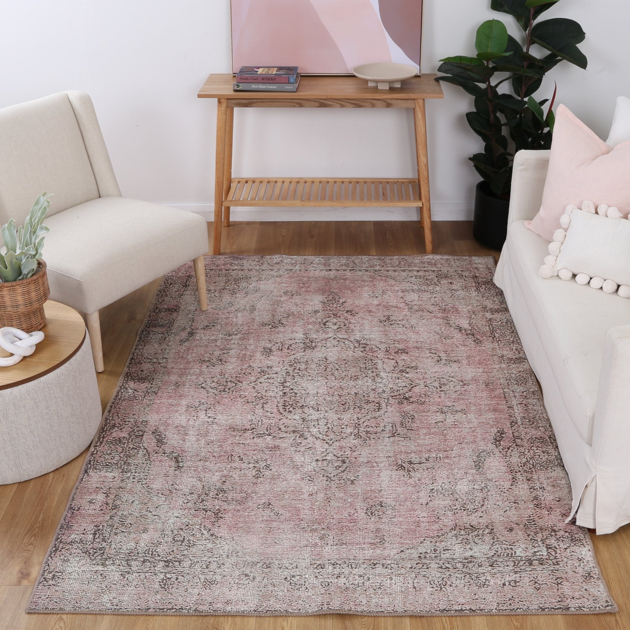 Rangitoto Rose Germain Machine Washable Rug