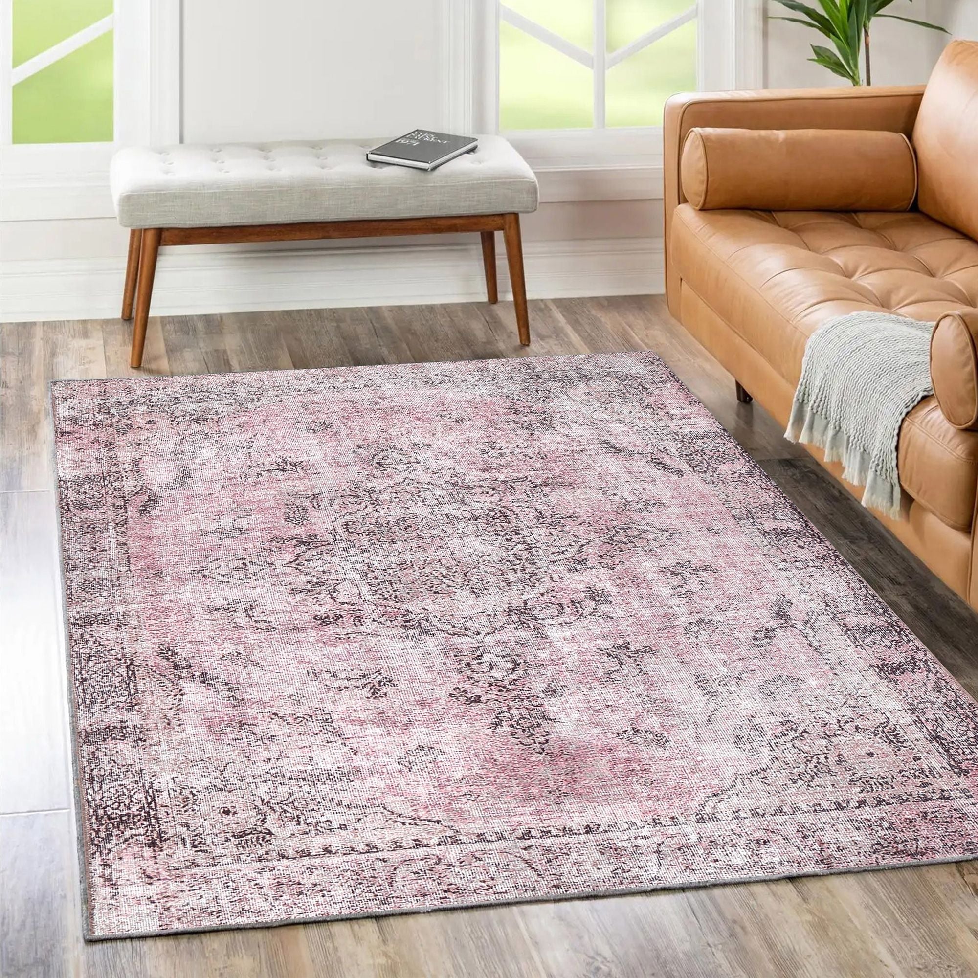 Rangitoto Rose Germain Machine Washable Rug