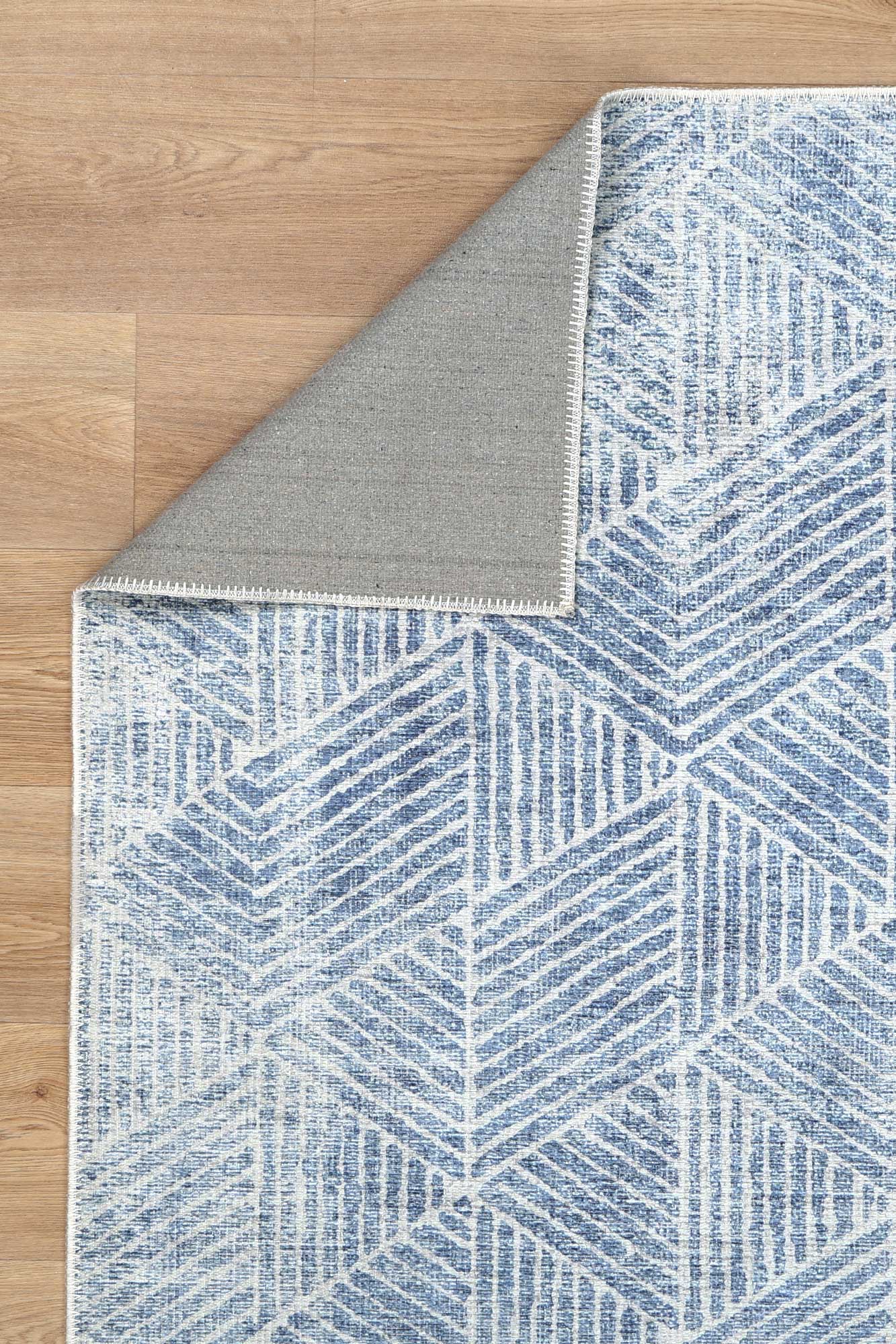 Akaroa Greenport Blue Machine Washable Rug