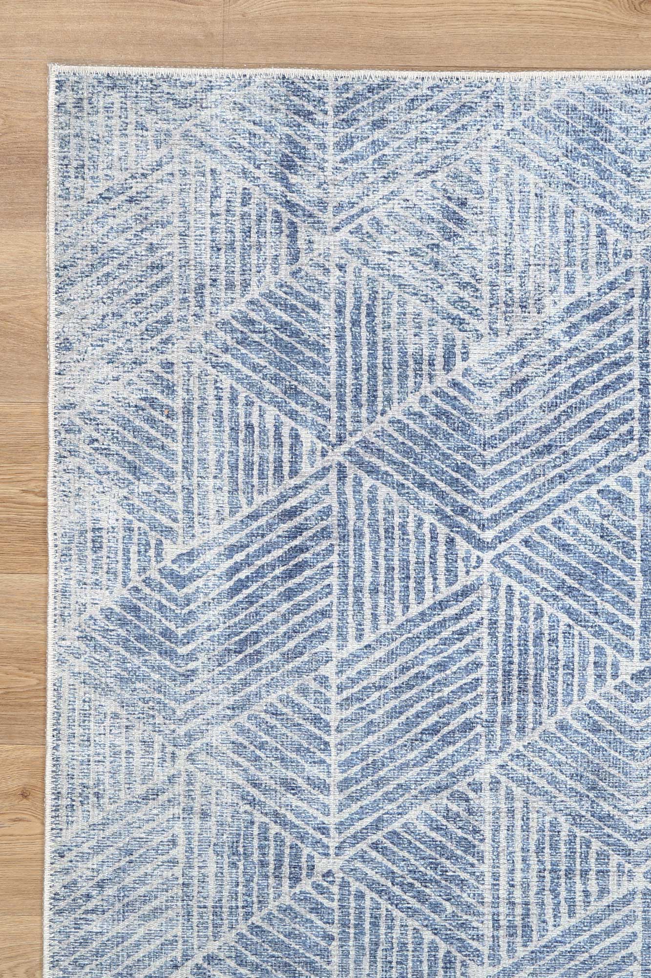 Akaroa Greenport Blue Machine Washable Rug