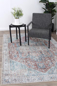 Load image into Gallery viewer, Riverton Kutha Blue Red Machine Washable Rug
