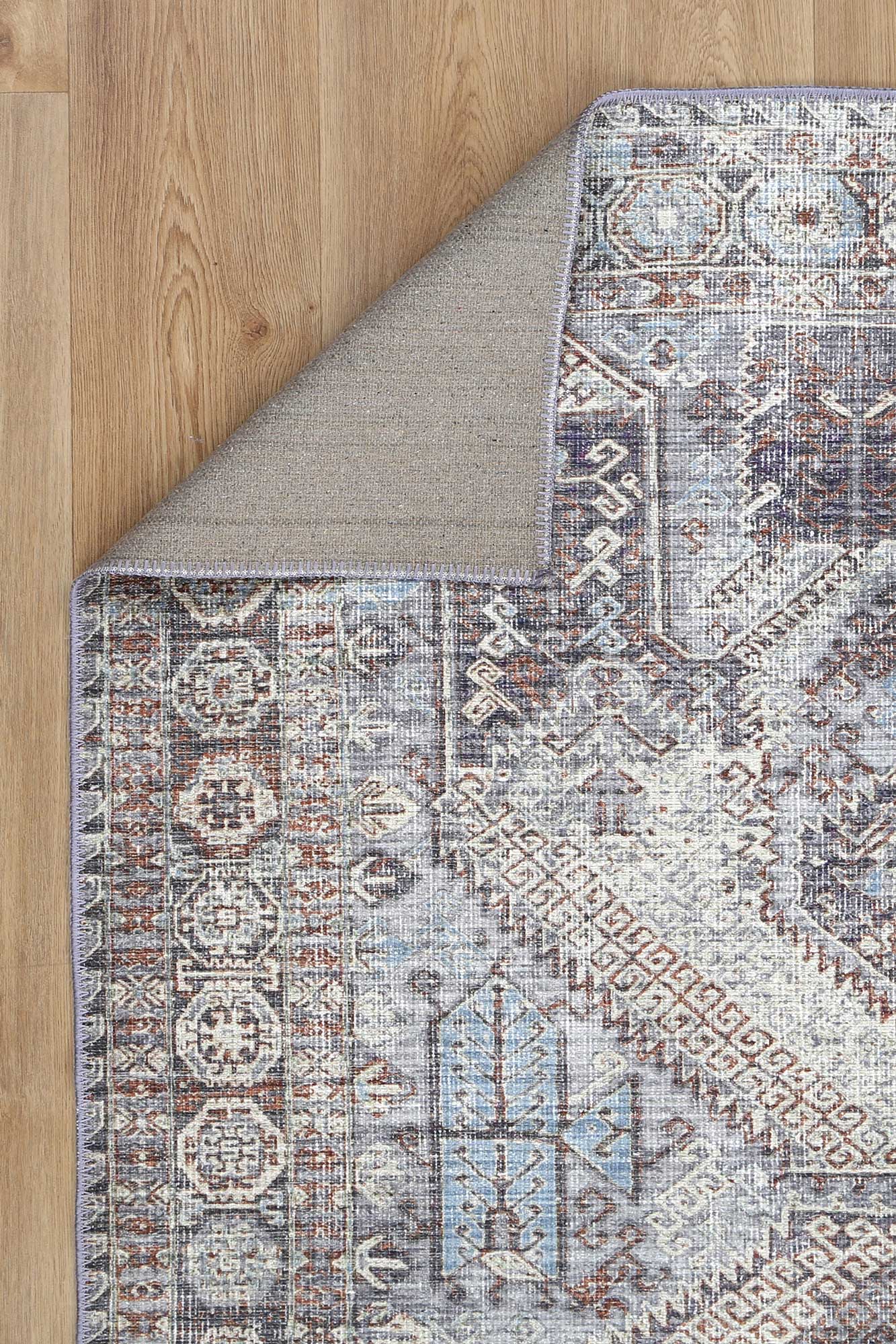 Taranaki Louvre Blue Machine Washable Rug