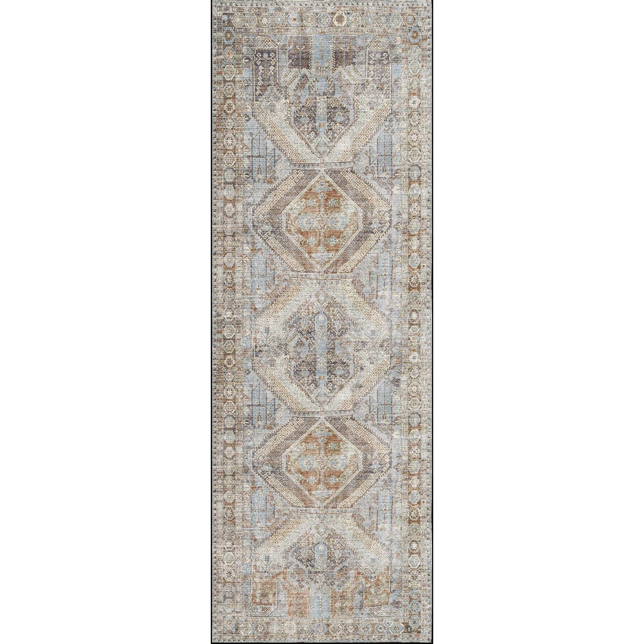 Taranaki Louvre Blue Machine Washable Runner