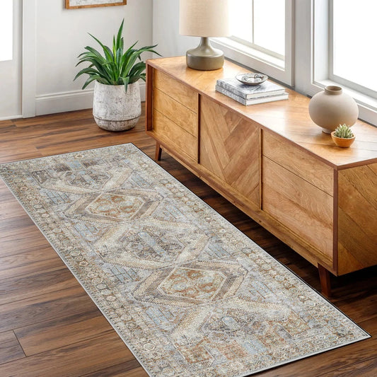 Taranaki Louvre Blue Machine Washable Runner