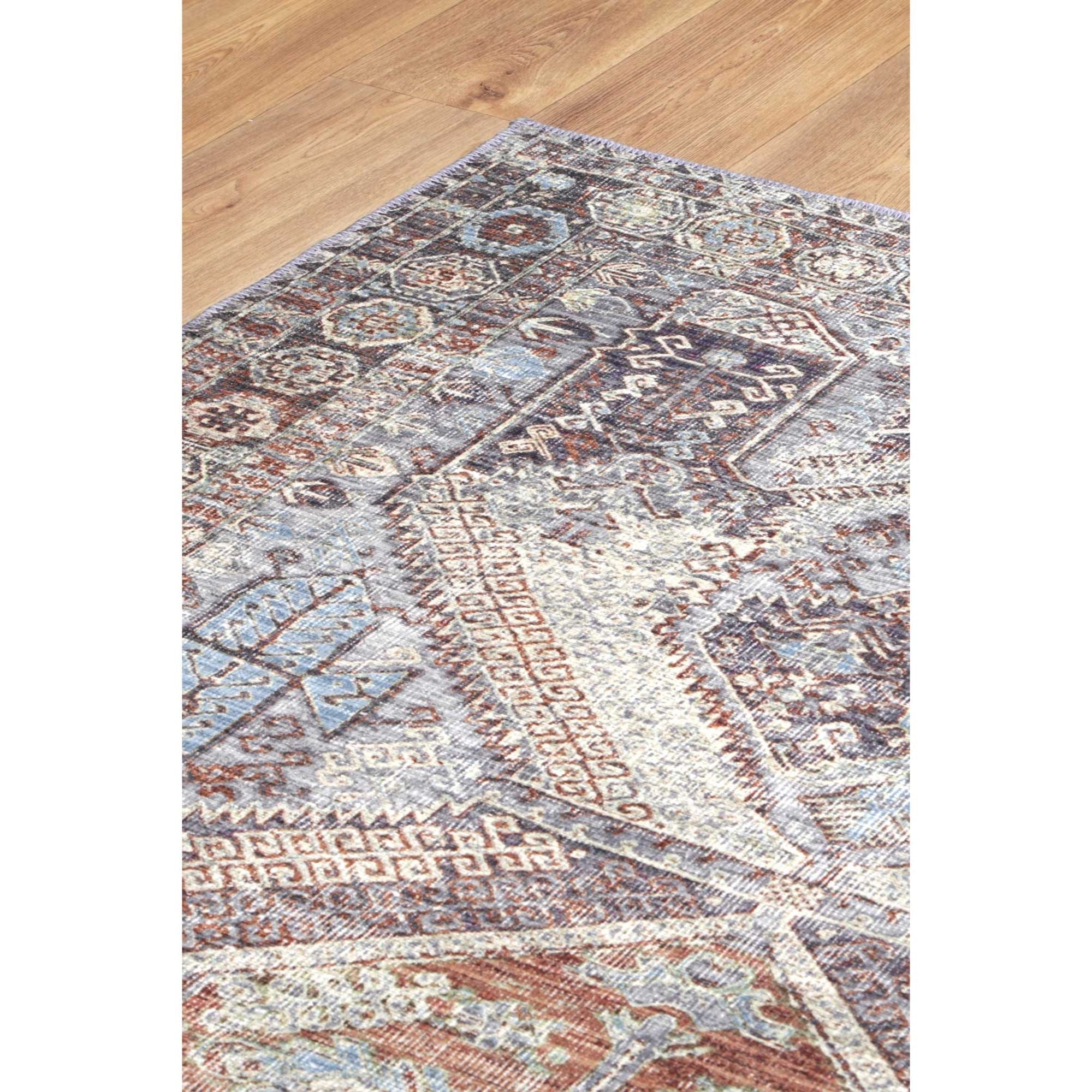 Taranaki Louvre Blue Machine Washable Runner