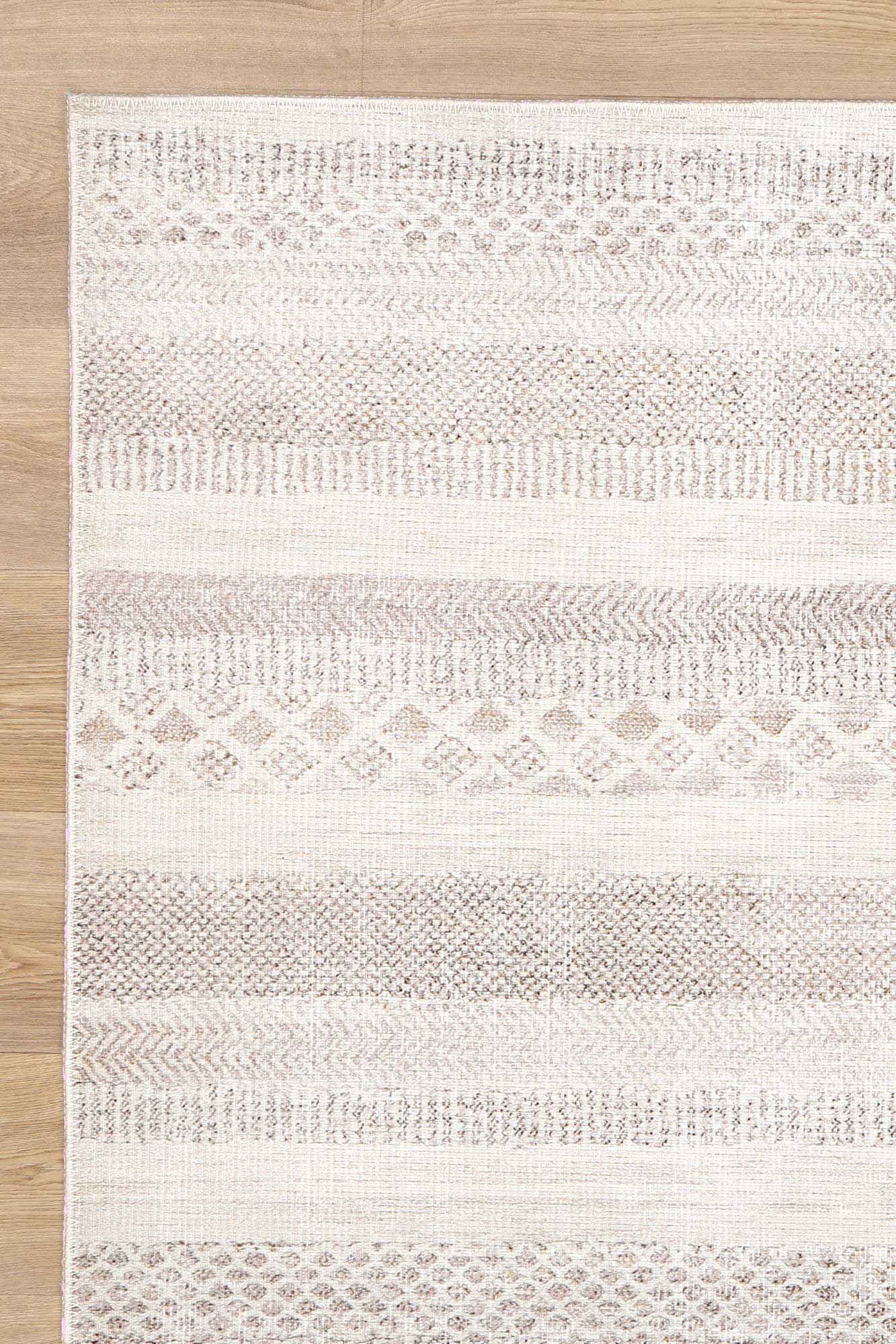 Kaikoura Mojave Lines Desert Beige Washable Rug