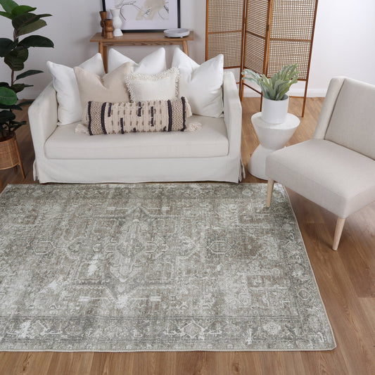 Motueka Nuzi Neutral Machine Washable Rug