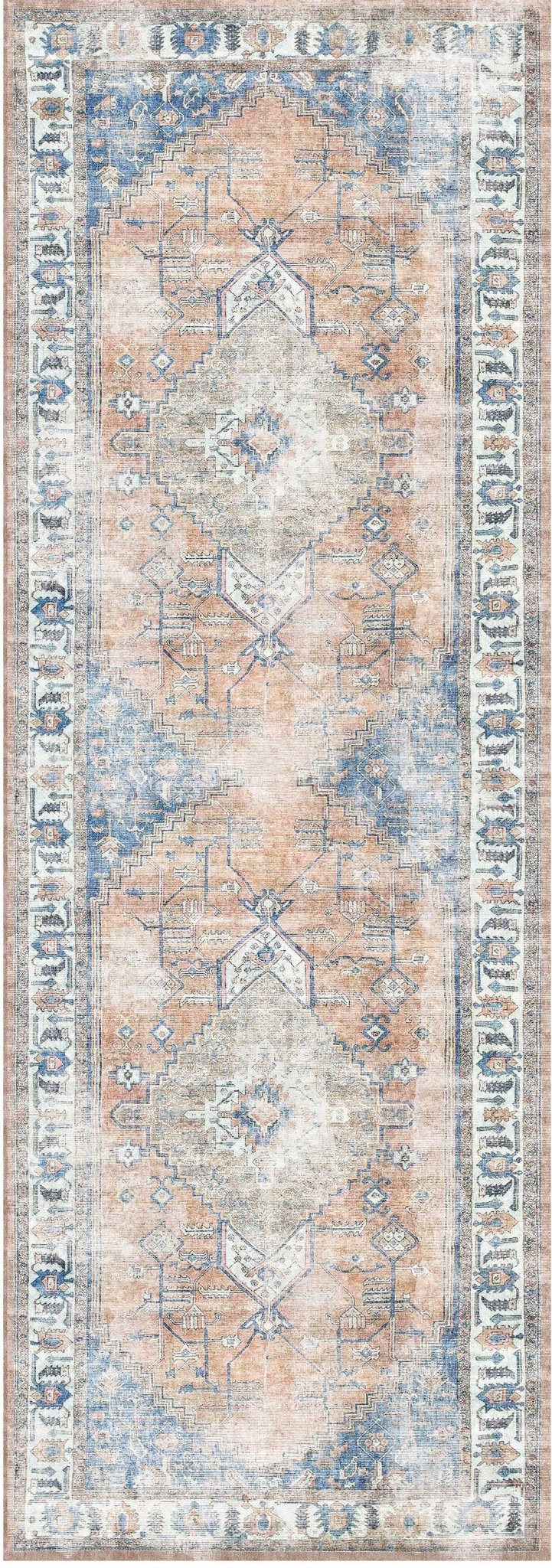 Kowhai Pissarro Terracotta Blue Washable Runner