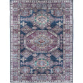 Load image into Gallery viewer, Piha Rajah Navy Purple Vintage Washable Rug
