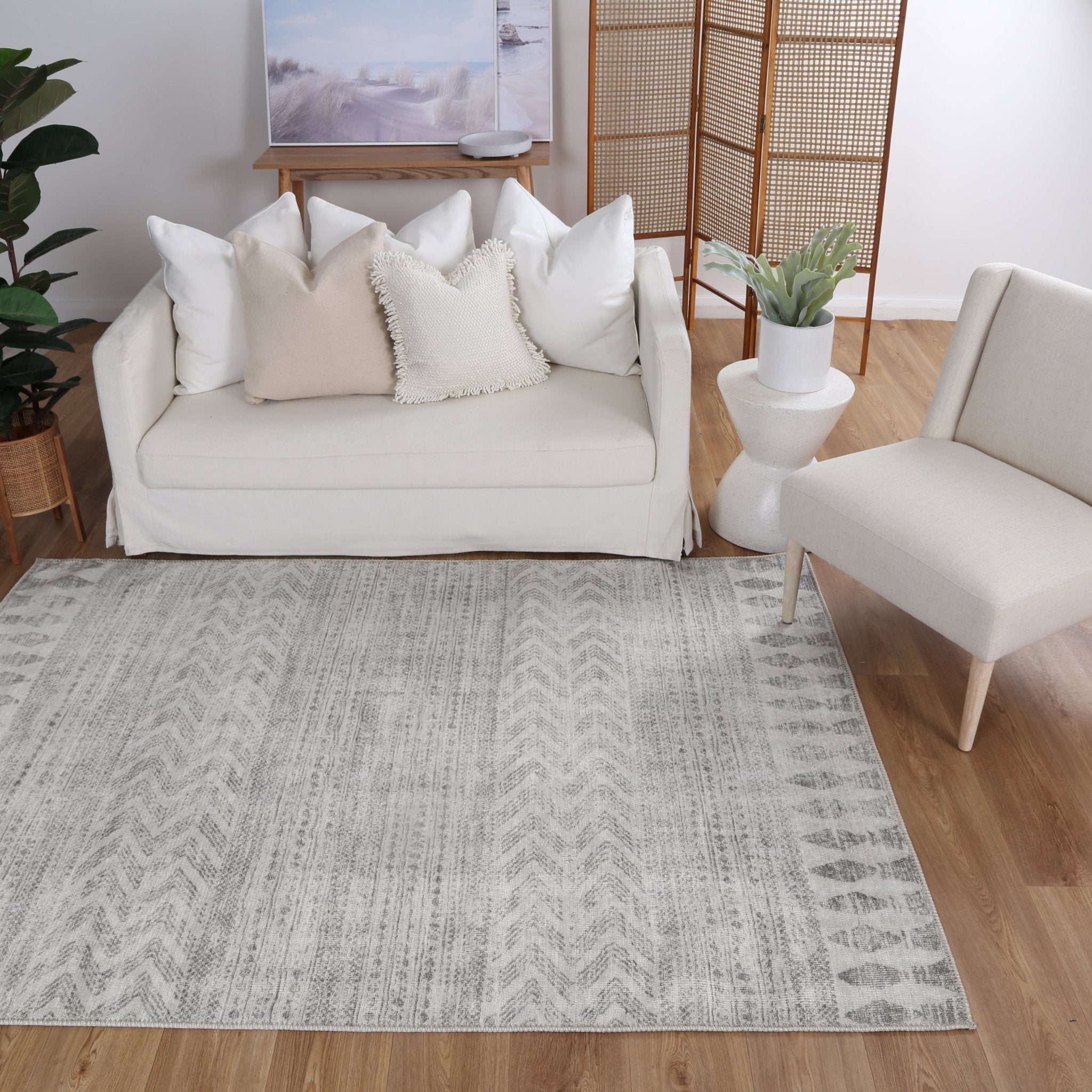 Gisborne Ramad Grey Machine Washable Rug