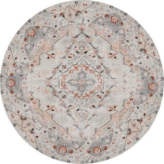 Te Anau Sauville Multi Distressed Vintage Round Washable Rug