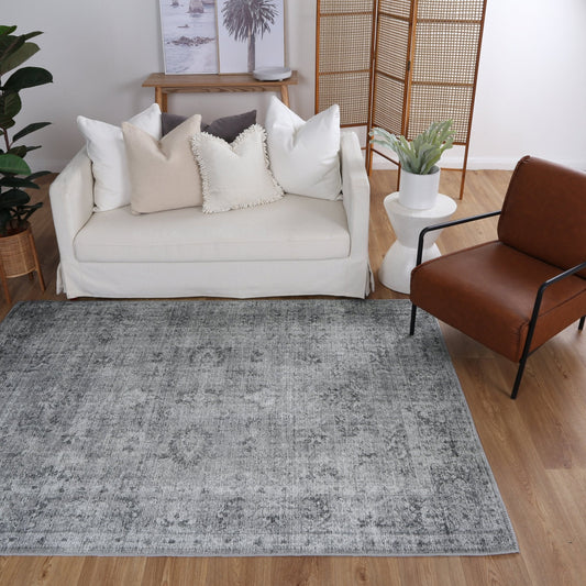 Hauraki Tuttul Grey Machine Washable Rug